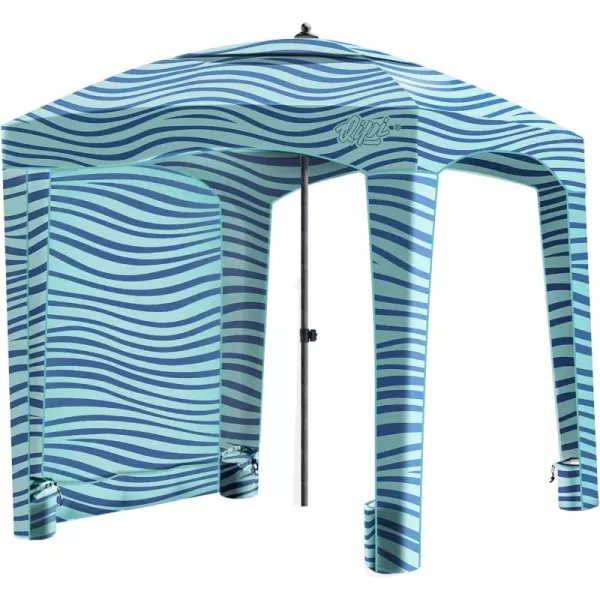 Qipi Beach Cabana  Easy to Set Up Canopy Waterproof Portable 6 x 6 Beach Shelter Included Side Wall Shade with UPF 50 UV Protection Ultimate Sun Umbrella  for Kids Family ampamp FriendsBalmy Waves