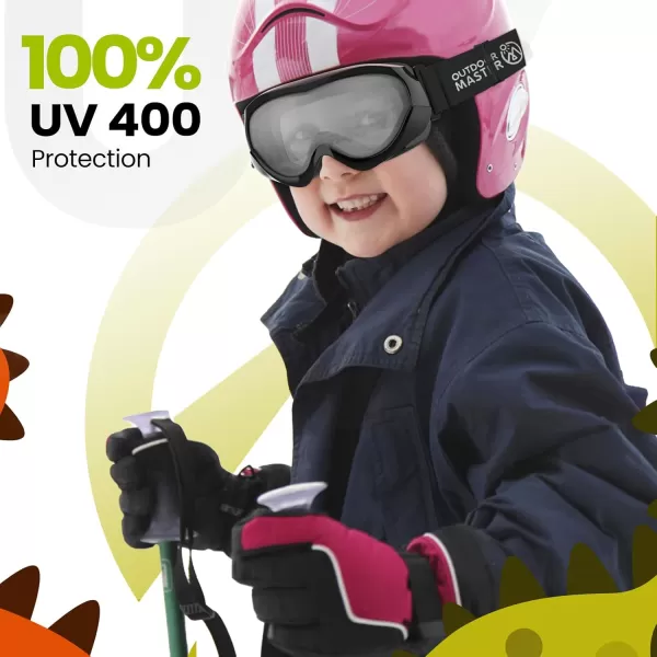 OutdoorMaster Kids Ski Goggles  Helmet Compatible Snow Goggles for Boys ampamp Girls with 100 UV ProtectionClearlens Vlt 90