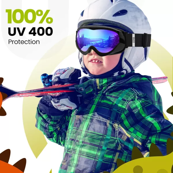 OutdoorMaster Kids Ski Goggles  Helmet Compatible Snow Goggles for Boys ampamp Girls with 100 UV ProtectionVlt 15