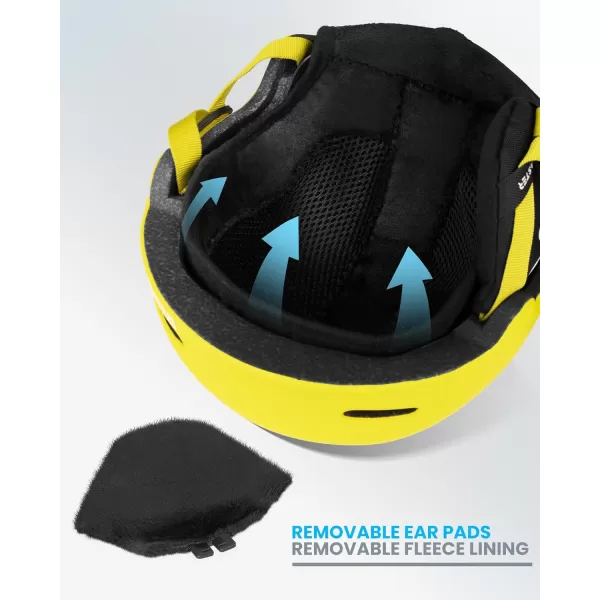 OutdoorMaster Kids Ski Helmet Snowboard Helmet for Boys Girls ampamp Youth Durable PC Shell Protective EPS Foam ampamp 12 Cooling Vents Dial Fit Snow Helmet Certified Snow Sport Helmet Snowboarding HelmetMatte Yellow