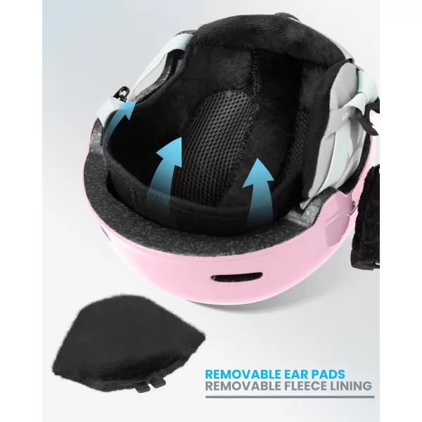 OutdoorMaster Kids Ski Helmet Snowboard Helmet for Boys Girls ampamp Youth Durable PC Shell Protective EPS Foam ampamp 12 Cooling Vents Dial Fit Snow Helmet Certified Snow Sport Helmet Snowboarding HelmetGlossy Pink