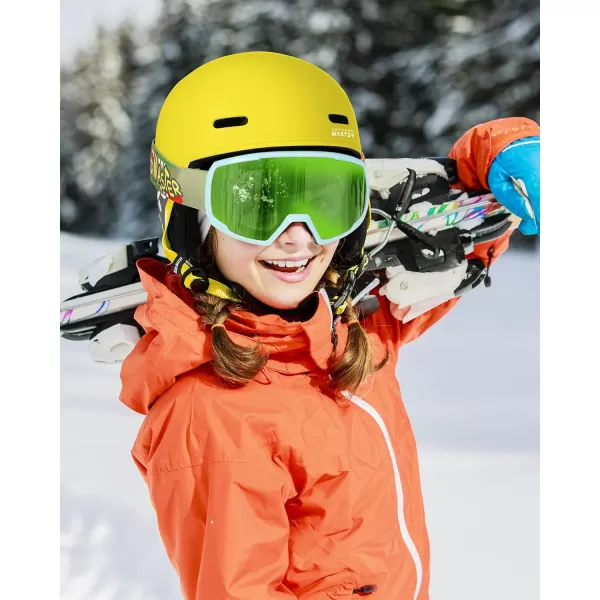 OutdoorMaster Kids Ski Helmet Snowboard Helmet for Boys Girls ampamp Youth Durable PC Shell Protective EPS Foam ampamp 12 Cooling Vents Dial Fit Snow Helmet Certified Snow Sport Helmet Snowboarding HelmetMatte Yellow