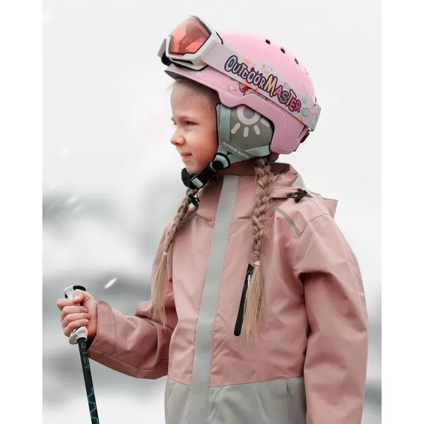 OutdoorMaster Kids Ski Helmet Snowboard Helmet for Boys Girls ampamp Youth Durable PC Shell Protective EPS Foam ampamp 12 Cooling Vents Dial Fit Snow Helmet Certified Snow Sport Helmet Snowboarding HelmetGlossy Pink