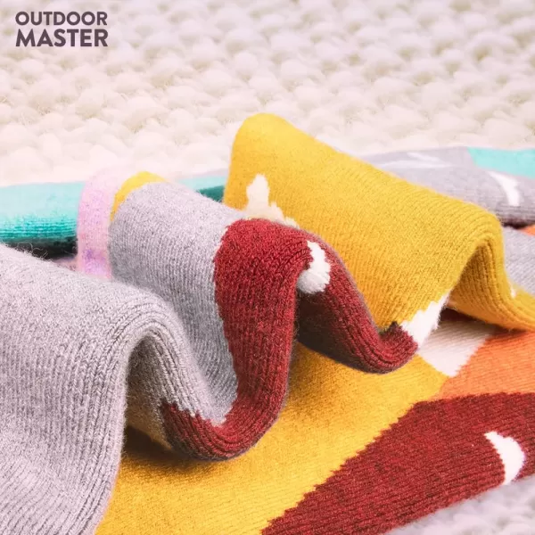 OutdoorMaster Kids Ski Socks  Merino Wool Blend Over the Calf DesignCarrot Orange  2 Pack
