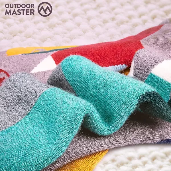 OutdoorMaster Kids Ski Socks  Merino Wool Blend Over the Calf DesignGreen gray purple Gray mt View