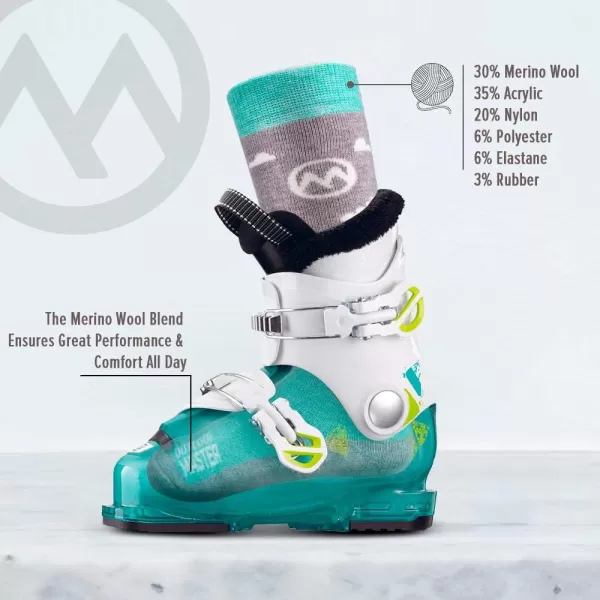 OutdoorMaster Kids Ski Socks  Merino Wool Blend Over the Calf DesignGreen gray purple Gray mt View