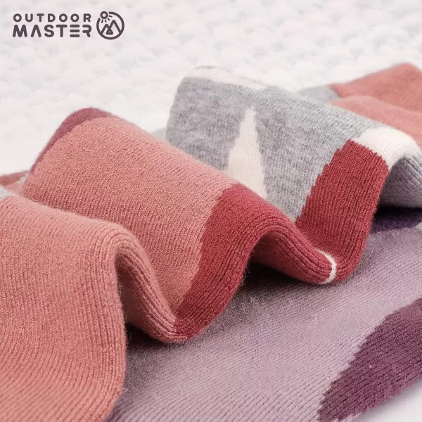 OutdoorMaster Kids Ski Socks  Merino Wool Blend Over the Calf DesignPink Gray