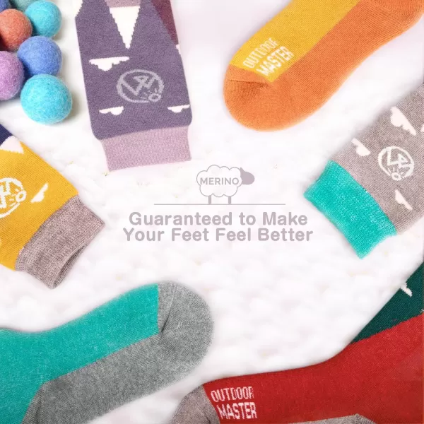 OutdoorMaster Kids Ski Socks  Merino Wool Blend Over the Calf DesignPurple Gray