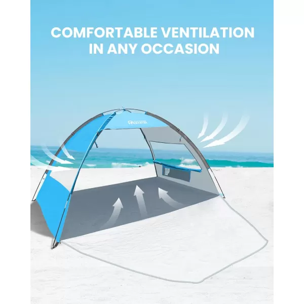 OutdoorMaster Beach Tent for 3 Person with 2 Doors Easy Setup Sun Shade Shelter Portable Beach Shade Sun Canopy with UPF 50 UV Protection Extendable Floor with Carrying BagBlue