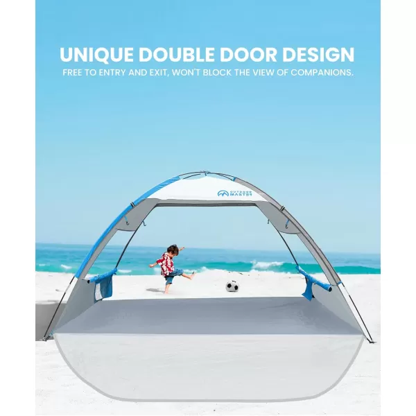 OutdoorMaster Beach Tent for 3 Person with 2 Doors Easy Setup Sun Shade Shelter Portable Beach Shade Sun Canopy with UPF 50 UV Protection Extendable Floor with Carrying BagOcracoke Coast