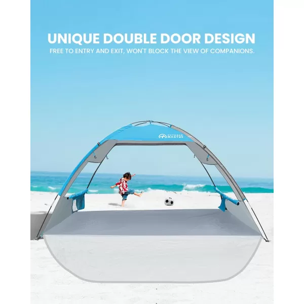 OutdoorMaster Beach Tent for 3 Person with 2 Doors Easy Setup Sun Shade Shelter Portable Beach Shade Sun Canopy with UPF 50 UV Protection Extendable Floor with Carrying BagBlue