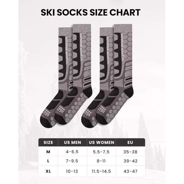 imageOutdoorMaster Merino Wool Ski Socks 23 Pairs Compression Over The Calf for Men ampamp Women Winter Snowboard Thermal SocksBlack