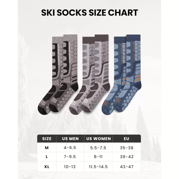 imageOutdoorMaster Merino Wool Ski Socks 23 Pairs Compression Over The Calf for Men ampamp Women Winter Snowboard Thermal SocksBlackgraydark Blue