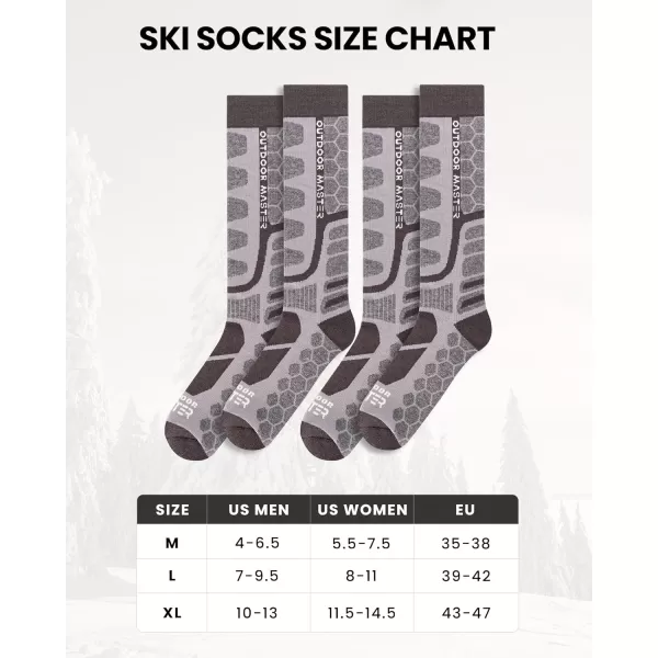 imageOutdoorMaster Merino Wool Ski Socks 23 Pairs Compression Over The Calf for Men ampamp Women Winter Snowboard Thermal SocksGray