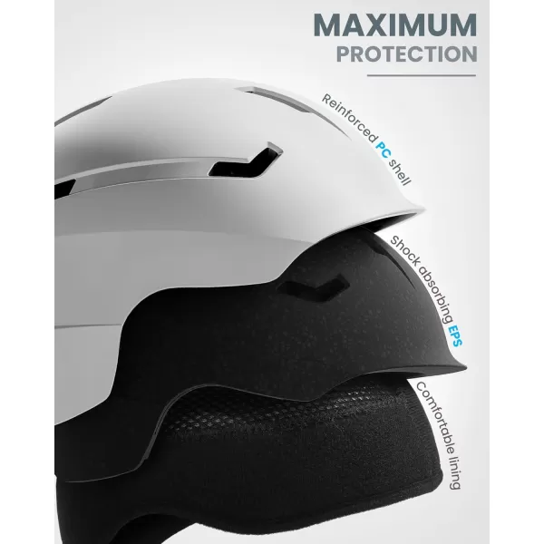 imageOutdoorMaster Deer Ski HelmetSnowboard Helmet for Adults  Durable PC Shell Protective EPS Foam ampamp 12 Cooling Vents Snow Helmets for Men Women ampamp YouthMatte White