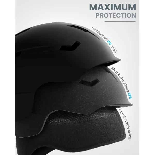 imageOutdoorMaster Deer Ski HelmetSnowboard Helmet for Adults  Durable PC Shell Protective EPS Foam ampamp 12 Cooling Vents Snow Helmets for Men Women ampamp YouthMatte Black