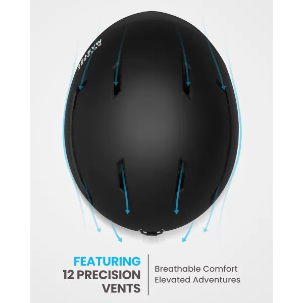 imageOutdoorMaster Deer Ski HelmetSnowboard Helmet for Adults  Durable PC Shell Protective EPS Foam ampamp 12 Cooling Vents Snow Helmets for Men Women ampamp YouthMatte Black