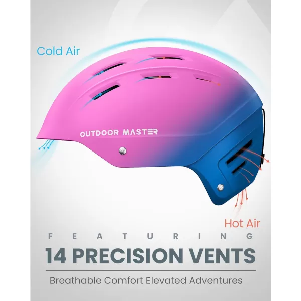 imageOutdoorMaster Kelvin II Ski Helmet  Snow Sport Helmet Snowboard Helmet for Men Women ampamp YouthGradient Pink Blue