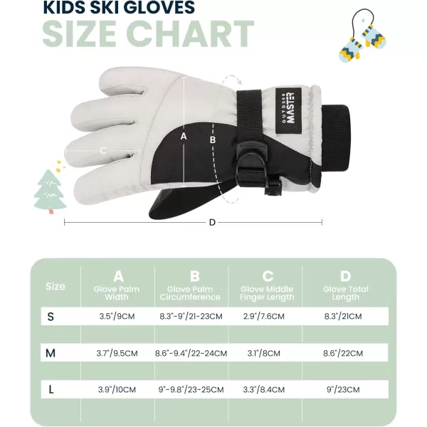 imageOutdoorMaster Kids Ski Snow Gloves 3M Thinsulate Winter Windproof Waterproof Thermal Gloves for Boys ampamp Girls Fits Youth Winter Sports Skiing SnowboardGrey