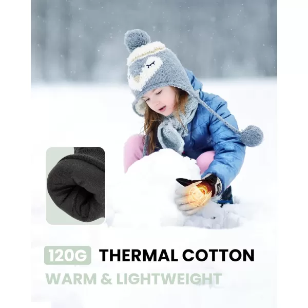 imageOutdoorMaster Kids Ski Snow Gloves 3M Thinsulate Winter Windproof Waterproof Thermal Gloves for Boys ampamp Girls Fits Youth Winter Sports Skiing SnowboardGrey