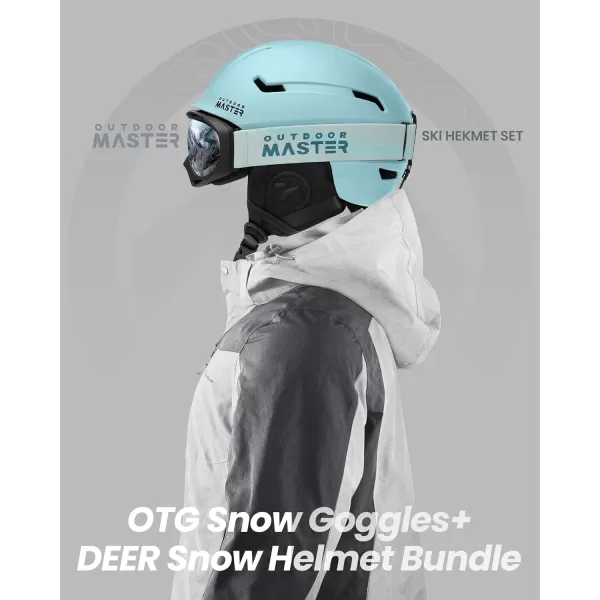 imageOutdoorMaster Ski Helmet SetSnowboard Helmet with Goggles for Adults  Durable PC Shell Protective EPS Foam ampamp 10 Cooling Vents Snow Helmets for Men Women ampamp YouthMatte Mint