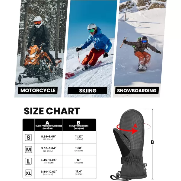 imageOutdoorMaster Ski Mittens for Women ampamp Men Waterproof ampamp Windproof Ski Gloves Winter Warm Snowboarding GlovesBlack