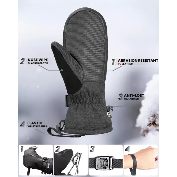 imageOutdoorMaster Ski Mittens for Women ampamp Men Waterproof ampamp Windproof Ski Gloves Winter Warm Snowboarding GlovesBlack