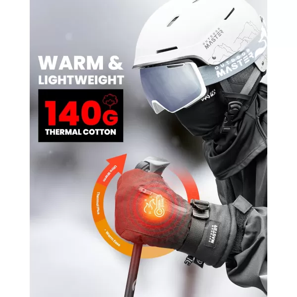 imageOutdoorMaster Ski Mittens for Women ampamp Men Waterproof ampamp Windproof Ski Gloves Winter Warm Snowboarding GlovesBlack