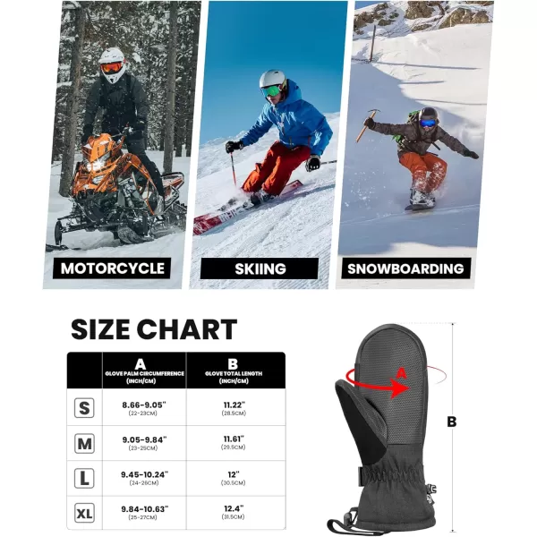 imageOutdoorMaster Ski Mittens for Women ampamp Men Waterproof ampamp Windproof Ski Gloves Winter Warm Snowboarding GlovesBlackgray
