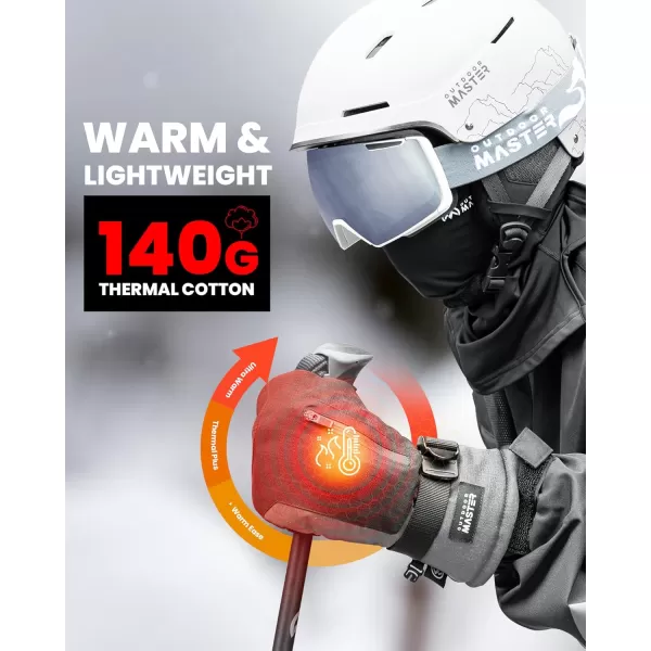 imageOutdoorMaster Ski Mittens for Women ampamp Men Waterproof ampamp Windproof Ski Gloves Winter Warm Snowboarding GlovesBlackgray