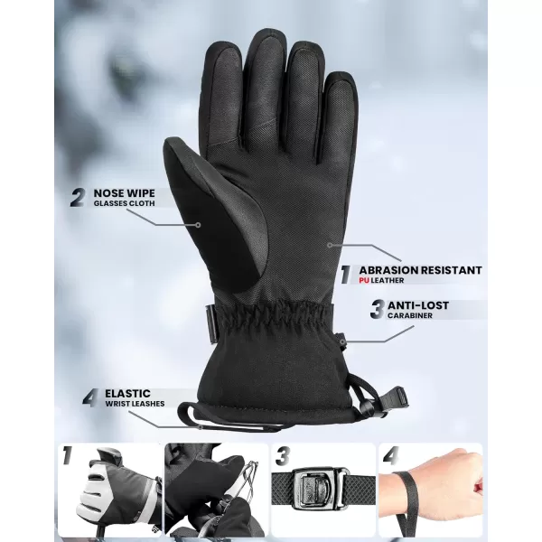 imageOutdoorMaster Ski Snow Gloves for Women ampamp Men 3M Thinsulate Waterproof Snowboard Gloves Winter Warm Windproof Snowmobile Gloves with DoublePocketBlackWhite