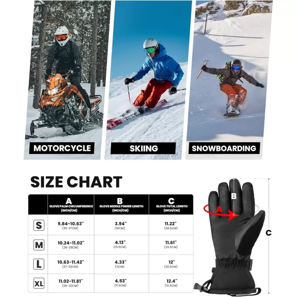 imageOutdoorMaster Ski Snow Gloves for Women ampamp Men 3M Thinsulate Waterproof Snowboard Gloves Winter Warm Windproof Snowmobile Gloves with DoublePocketBlackWhite