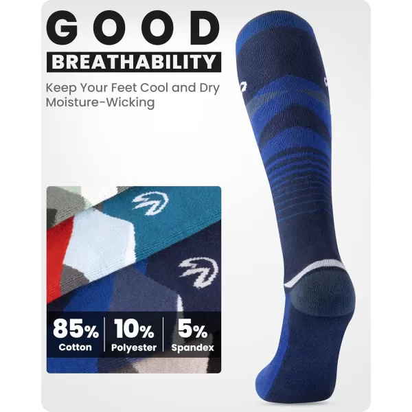 imageOutdoorMaster Ski Socks 2Pair Pack Skiing and Snowboarding Thermal Socks for Men with NonSlip Cuff DesignDark Blue