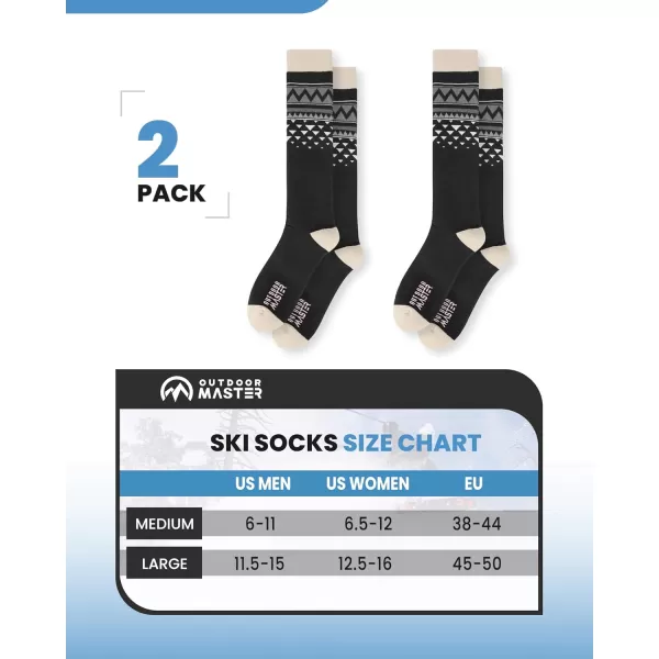 imageOutdoorMaster Unisex Ski SocksSkiing and Snowboarding Socks for Men ampamp Women with Over the Calf DesignNonSlip CuffAblack