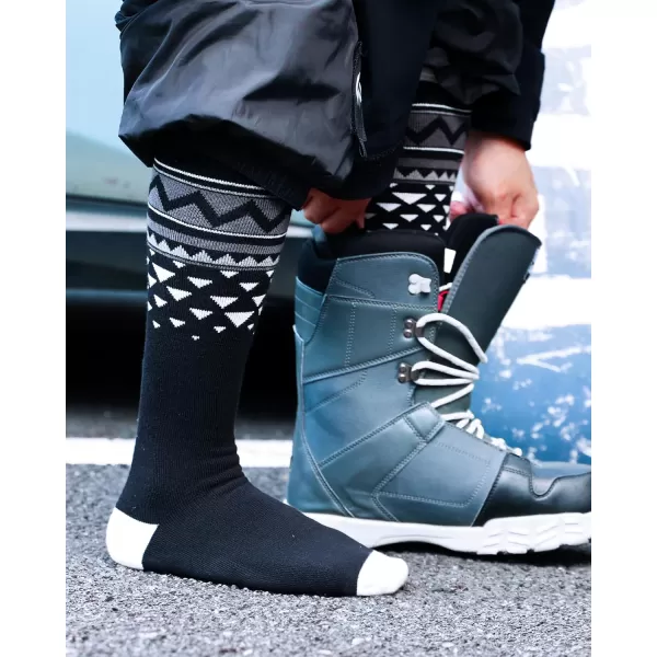 imageOutdoorMaster Unisex Ski SocksSkiing and Snowboarding Socks for Men ampamp Women with Over the Calf DesignNonSlip CuffAblack