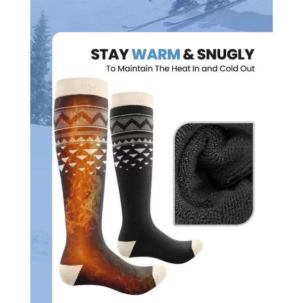 imageOutdoorMaster Unisex Ski SocksSkiing and Snowboarding Socks for Men ampamp Women with Over the Calf DesignNonSlip CuffAblack