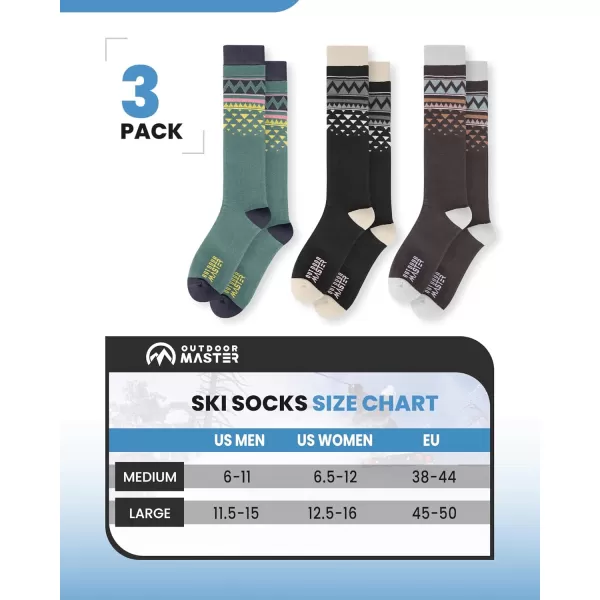 imageOutdoorMaster Unisex Ski SocksSkiing and Snowboarding Socks for Men ampamp Women with Over the Calf DesignNonSlip CuffAblackgraygreen