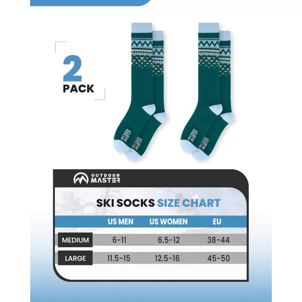 imageOutdoorMaster Unisex Ski SocksSkiing and Snowboarding Socks for Men ampamp Women with Over the Calf DesignNonSlip CuffAblue