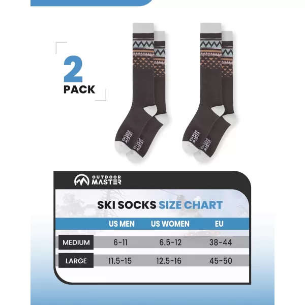 imageOutdoorMaster Unisex Ski SocksSkiing and Snowboarding Socks for Men ampamp Women with Over the Calf DesignNonSlip CuffAgray