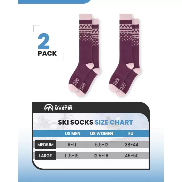 imageOutdoorMaster Unisex Ski SocksSkiing and Snowboarding Socks for Men ampamp Women with Over the Calf DesignNonSlip CuffApurple