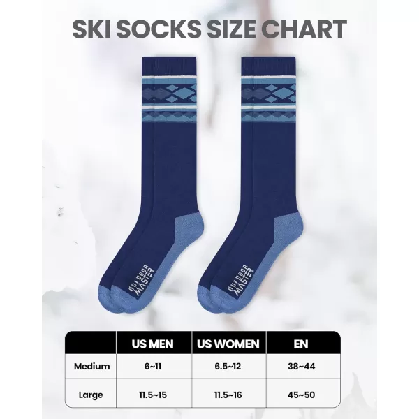 imageSki Socks 2Pack Merino Wool Over The Calf NonSlip Cuff for Men ampamp WomenAblue