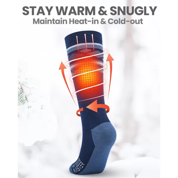 imageSki Socks 2Pack Merino Wool Over The Calf NonSlip Cuff for Men ampamp WomenAblue