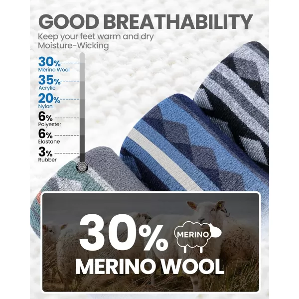 imageSki Socks 2Pack Merino Wool Over The Calf NonSlip Cuff for Men ampamp WomenAblue