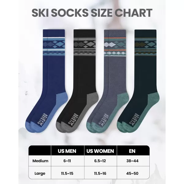 imageSki Socks 2Pack Merino Wool Over The Calf NonSlip Cuff for Men ampamp WomenAgrayblackbluegreen