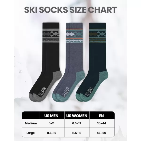 imageSki Socks 2Pack Merino Wool Over The Calf NonSlip Cuff for Men ampamp WomenAgrayblackgreen