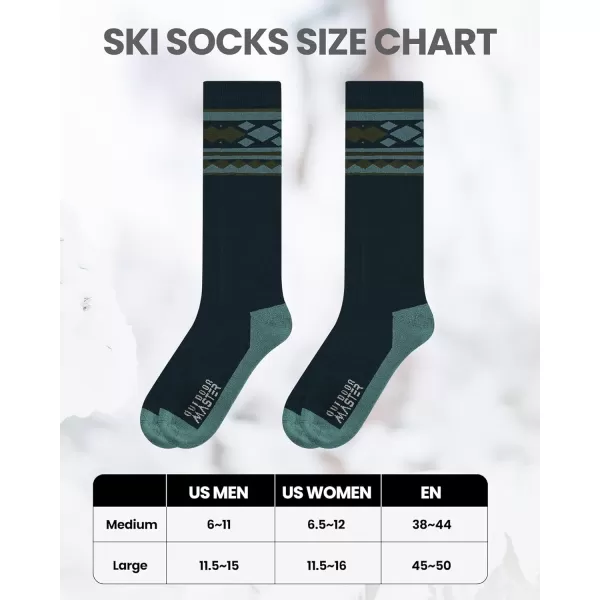 imageSki Socks 2Pack Merino Wool Over The Calf NonSlip Cuff for Men ampamp WomenAgreen