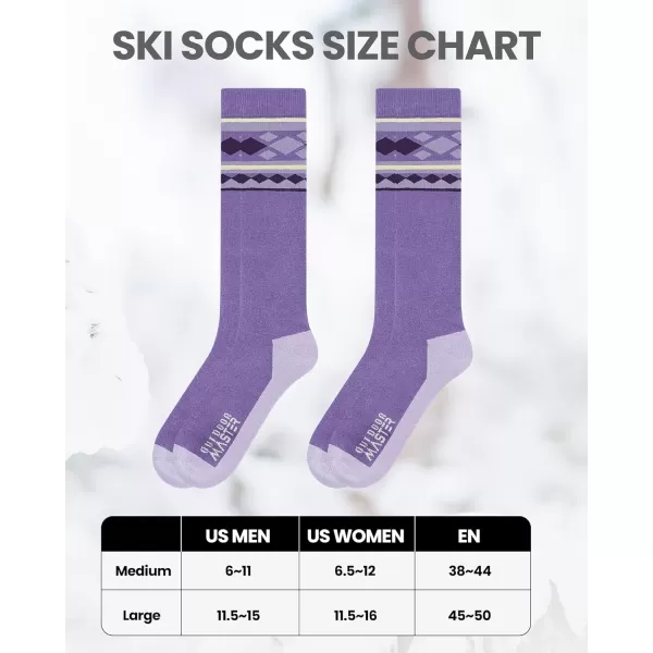 imageSki Socks 2Pack Merino Wool Over The Calf NonSlip Cuff for Men ampamp WomenApurple