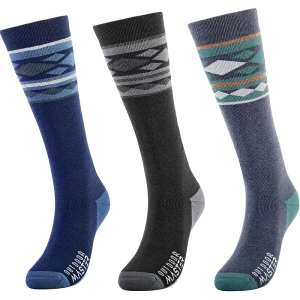 imageSki Socks 2Pack Merino Wool Over The Calf NonSlip Cuff for Men ampamp WomenAgrayblackblue