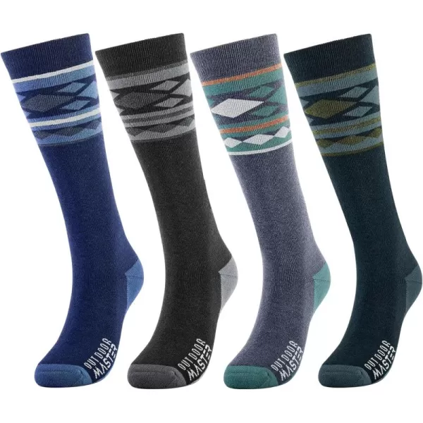 imageSki Socks 2Pack Merino Wool Over The Calf NonSlip Cuff for Men ampamp WomenAgrayblackbluegreen