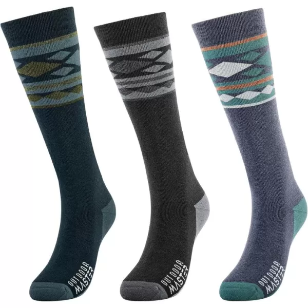 imageSki Socks 2Pack Merino Wool Over The Calf NonSlip Cuff for Men ampamp WomenAgrayblackgreen